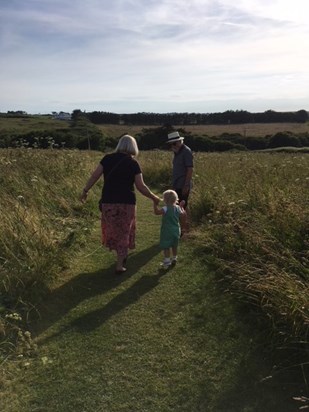 Mum, Dad and Eliza in Crantock