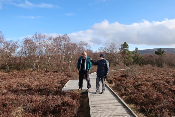 Joe and Dad, February 2018 at the Red Moss bog, Balerno