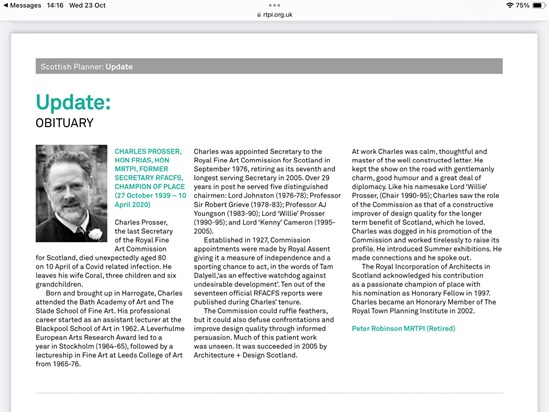 Obituary, Scottish Planner July 2020