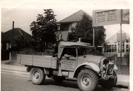 Bunty's Dad's lorry outside his market gardening business in Garston - probably late 1940's