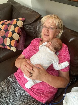 Nanny's first cuddle with second grandson, Oscar.