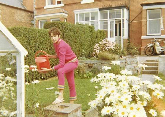 Only picture of Di gardening!
