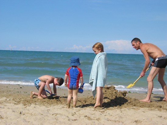 Building sandcastles, Italy 2006