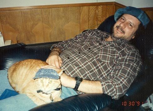 Dick and BJ Boy in their matching denim hats 1991