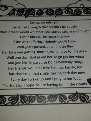 one of Larisa's friends poem for her