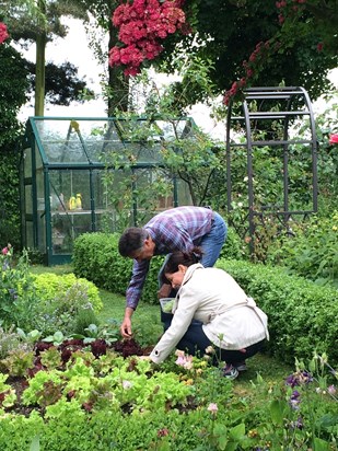 A favorite moment of 'picking our dinner salad!'