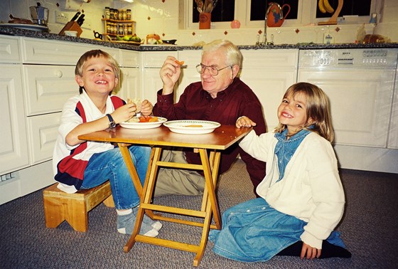 Granddad joining us at the kids' table (c. 1995)