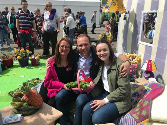 Clare with Henry and Polly, Work of Heart Garden, 2018