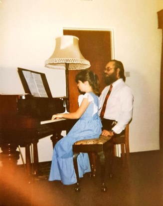 Playing the piano at home