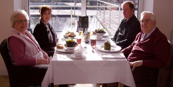 Me, Dad, Nan and Grandpa enjoing a meal out