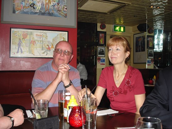 Dave and Sandra enjoying a night  out at Sticky Fingers Kensington High Street