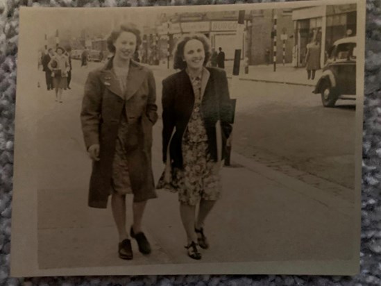 Betty Fail/Haigh & Gene Pollit/Hughes in Cleveleys - friends from Stand Grammar School in 1940s. 