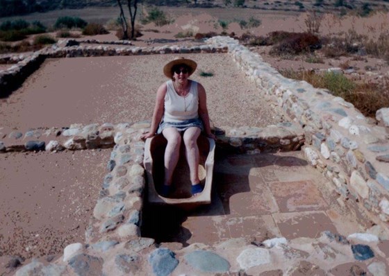 Jen taking a bath in a 2000 year old ruin Greece