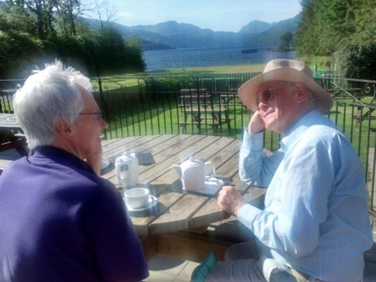 Relaxing at the foot of Loch Lomond with his brother-in-law Ian, May 2014
