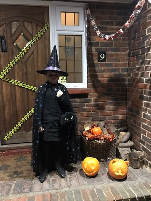 Halloween 2019, looking very stylish dressed as a witch. Miss going out to Trick or Treat with you sweetheart xxx