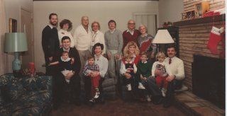 Gather- Mosleys, Harrisons, Taylors - ice storm - electricity out  - nothing will stop family photo!