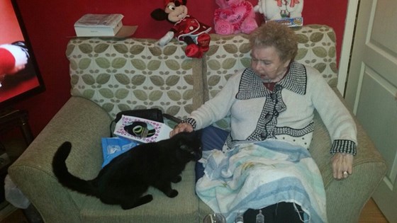 Mam and her beloved cat Gizmo