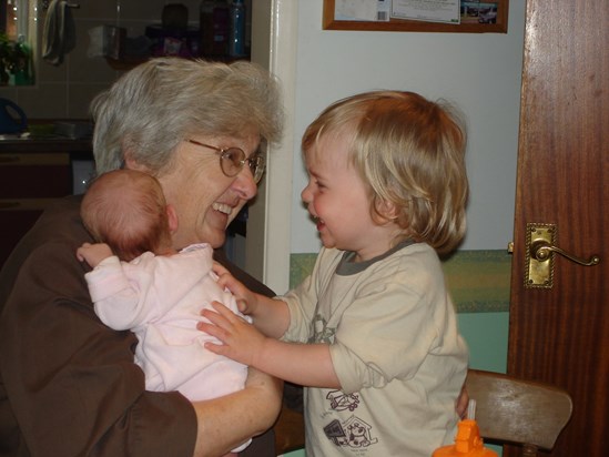 Nana and Colwyn sharing a laugh