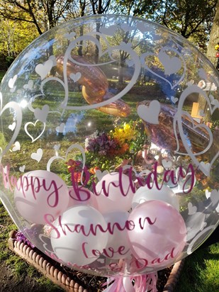 Shannon - your recent birthday balloon, missing you EVERY day, all our love mum & dad.