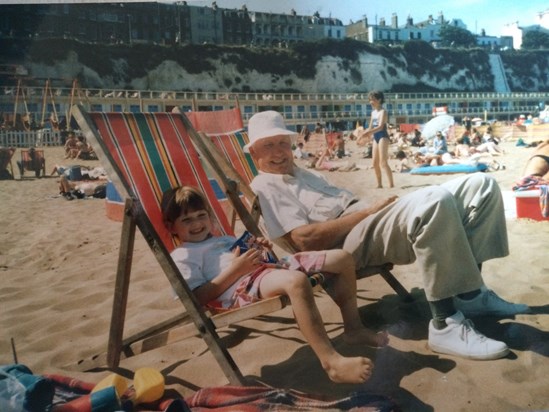 Like grandfather, like granddaughter on Broadstairs beach approx 1995