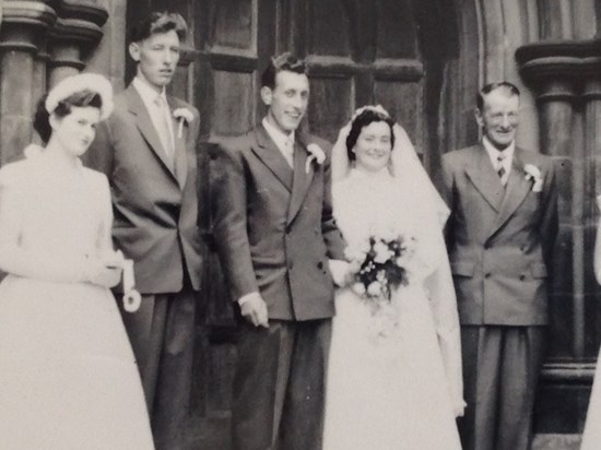 Ted, second left at his brother 'Binky's' (William) wedding to Ann