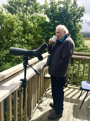 Birdwatching and coffee two of Dads favorite past times, this photo was taken whilst on holiday in Wales at the Cors Dyfi nature reserve.