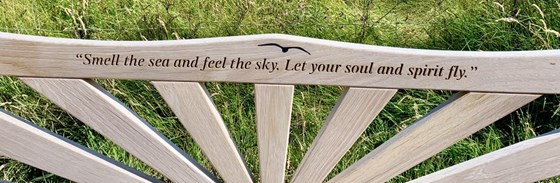 Aberporth coastal path bench, Dad commented how he liked the message on this bench, he felt it was an appropriate memorial message. 