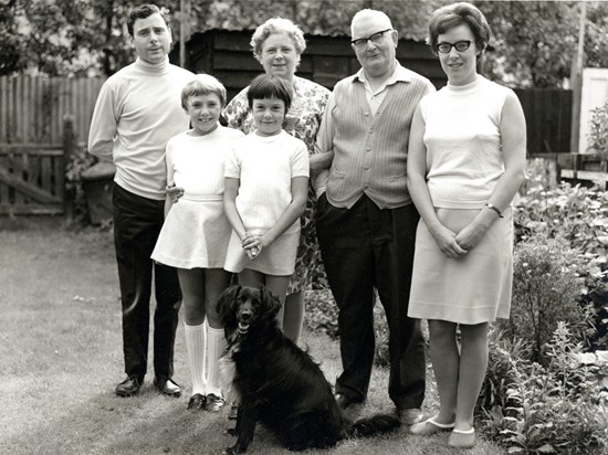 Annette in the middle with her beloved pet 'Rover'