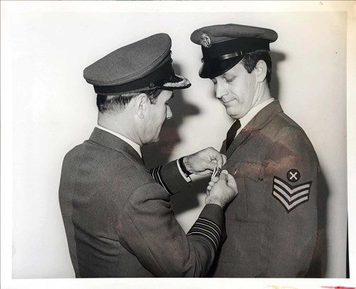 Receiving a medal