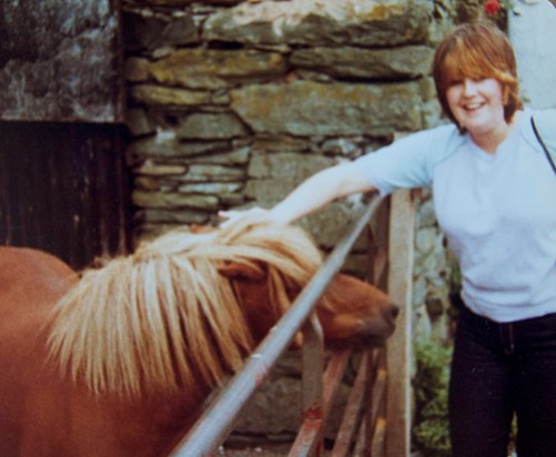 Circa 1981. Celia found a pony with the same hairstyle on holiday with school friends in the Lake District