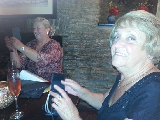 Jean and Caroline (sister-in-law) having a nice farwell drink before we (Gloria & Mike) left for N.Z. 20/07/2014 