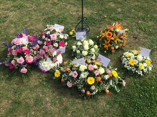 Floral tributes for Angela Hall