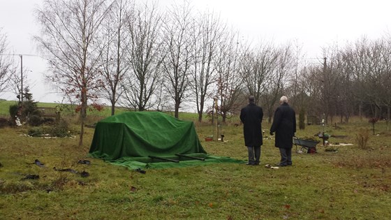 Preparing for Richard's funeral at Breach Farm woodland burial ground on 19th December