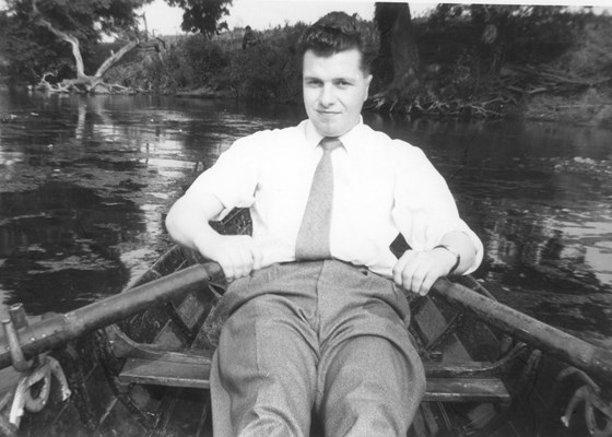 Dad rowing in 1950s