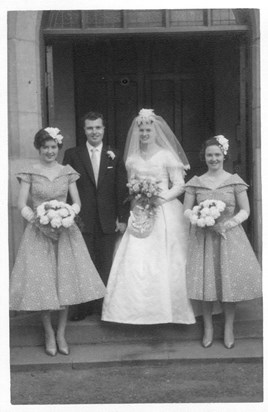 Brian and Vera with bridesmaids Susan (left) and Anne (Right)