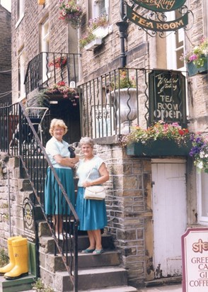 Vera Disberry & good friend Jean on a day trip to Holmfirth