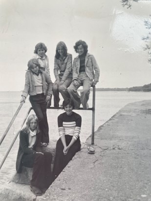 Jo in her beloved Seaview ‘74 or ‘75 with Sarah and Kate Beal, Chris Miles and Ali Wilmore, 