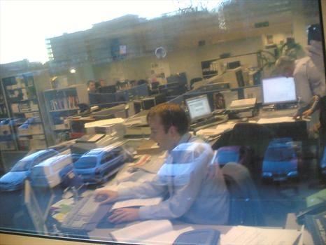 Reflection of Firky in the Window we shared at work in UWE