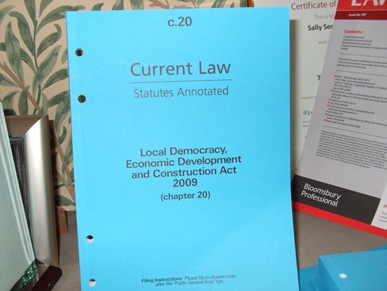 Sweet & Maxwell's Annotated Local Democracy, Economic Development and Construction Act 2009. chapter 20