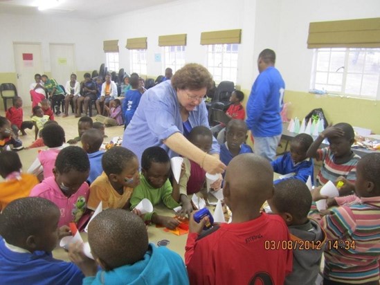 Gina working with children in a school in the Valley of 1000 hills in KwaZulu Natal, South Africa
