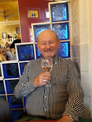 John enjoying a birthday meal (and a nice bottle of wine) at La Lupa in Stalybridge, May 2018