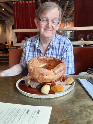 dad happy with his delicous lunch