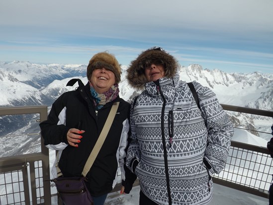 Angie and Gill at the top!  -17 degrees but still smiling!
