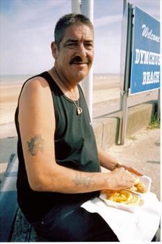 Dad eating chips in Dymchurch Kent july 2006 x