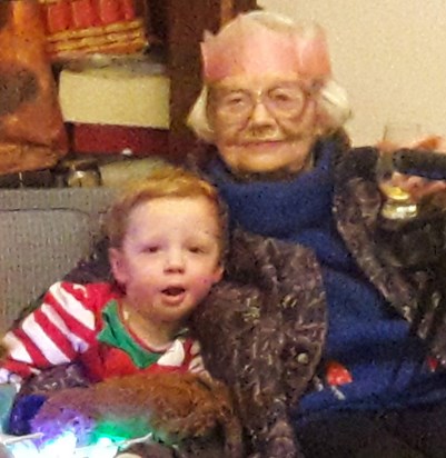 Anne and great-grandson Jacob. Christmas 2019