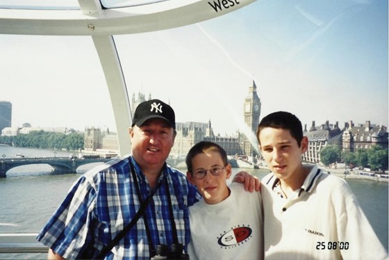 Uncle Robbie with nephews Craig and Sean on the London Eye, August 2000