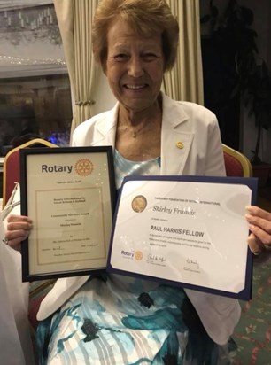 Receiving her Paul Harris Fellowship Award