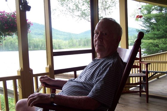 Dad on the porch at Martin Meadow Pond, NH