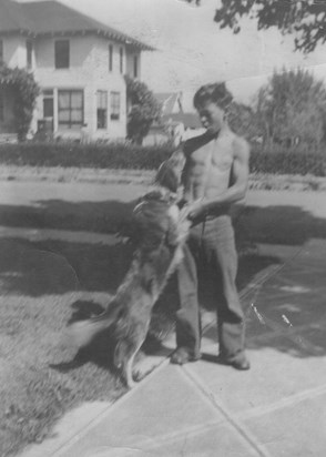 Dick as a teen and his dog
