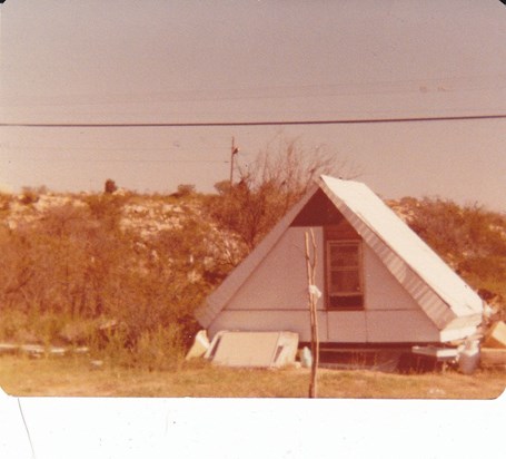 Camp Trailer Dad designed and built himself set up in Cottonwood summer 1977.